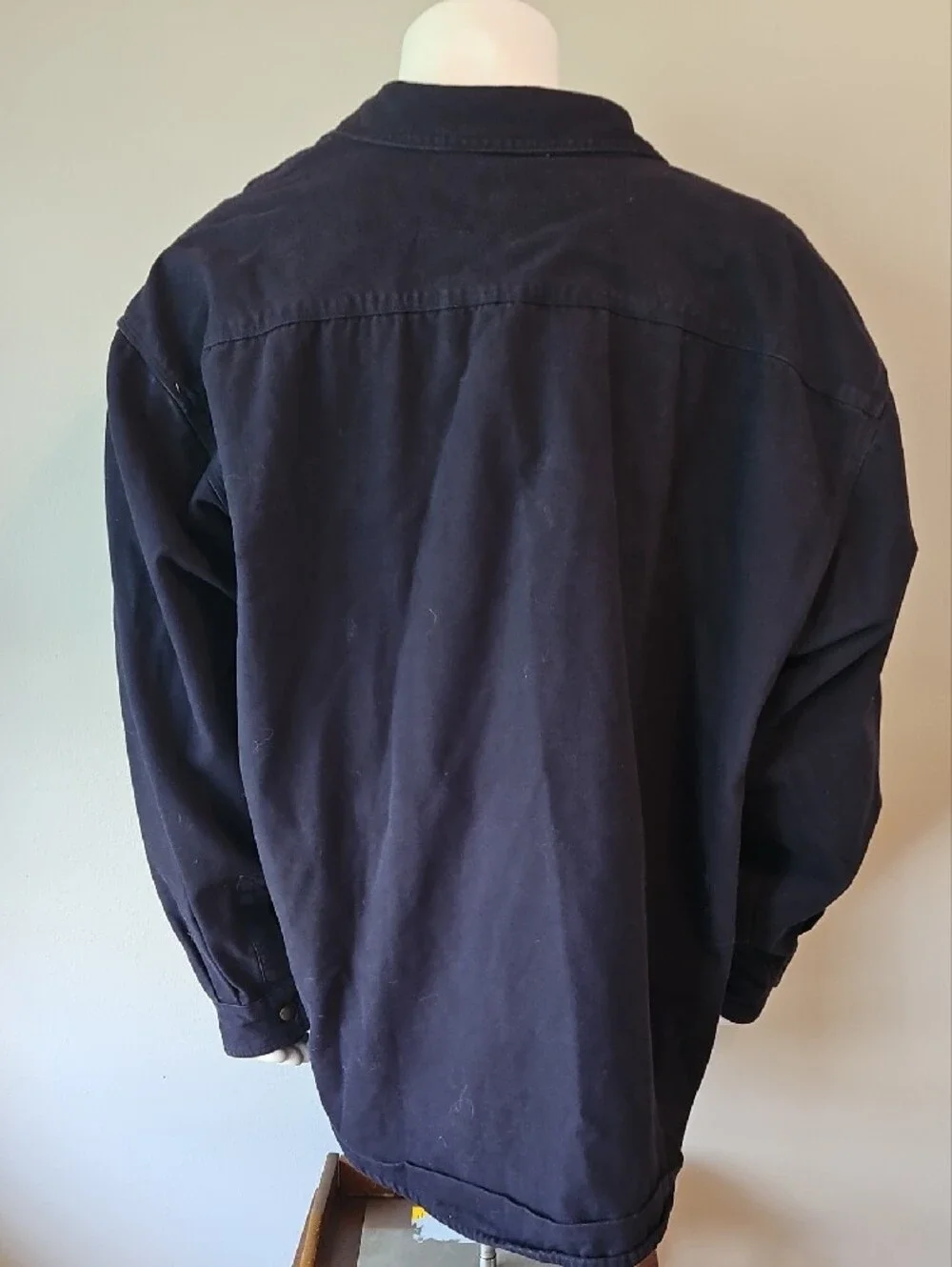 Carhartt Men's Dark Blue Button-Up Flannel Linned Work Jacket